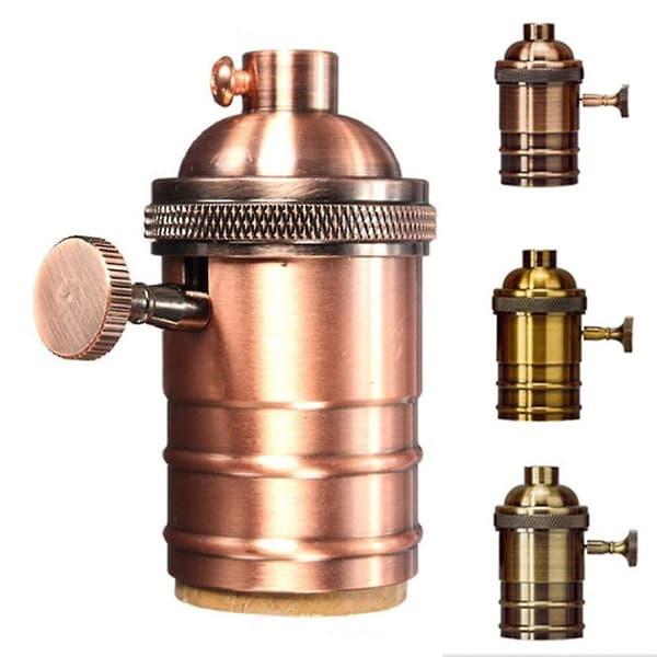 Vintage E26 E27 Hængelampe Pæreholder med Afbryder Edison Skruefatning Bronze