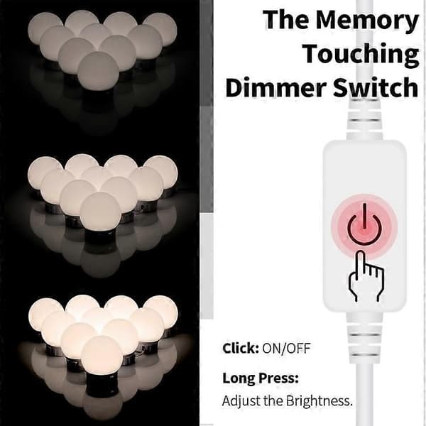 (Ny) 3-farvetemperatur spejlfrontlampe USB enkelt badeværelse makeup pærer, strømkilde: 6 LED'er