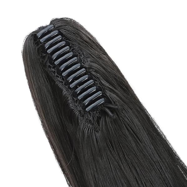 22\" lang glat hestehale-extension med klemme til kvinder black brown