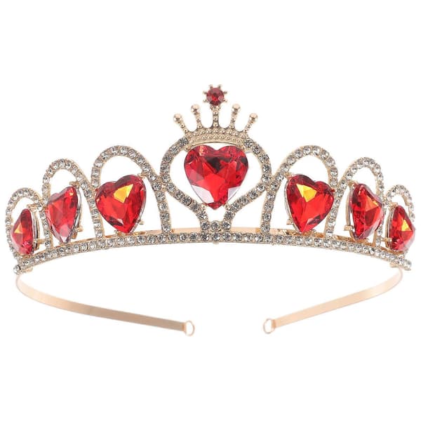 Rødt Hjerte Tiara Descendants Hjerte Krone Hår Smykker Bryllupskrone til Brud