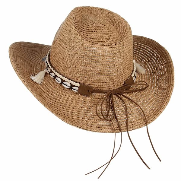 Cowboyhat, stråhat, dame solhat, sommer strandhat, westernhat, panamahat