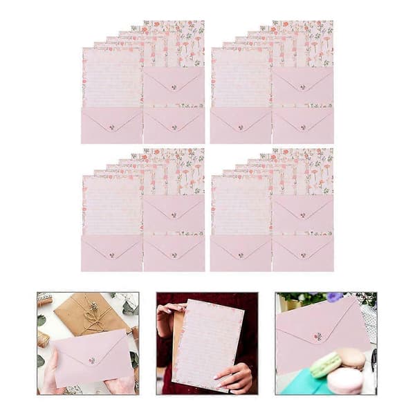4 Set Dekorativa Brevpapper Kuvert Set Hälsningsbrev Papper Kit Brevpapper Kit A5 Brevpapper Set