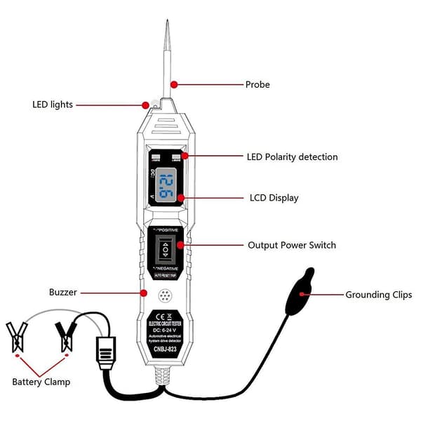 Digital krets tester for bil, elektrisk spenning, strømtestsystem, sonde, bilspenningstester, testverktøy