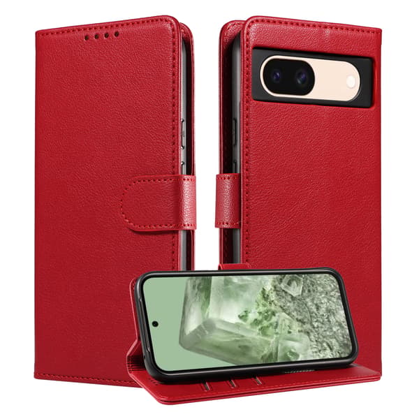 Kompatibel med Pixel 9876 Wallet Læder Etui Flip Cover red Pixel 7A