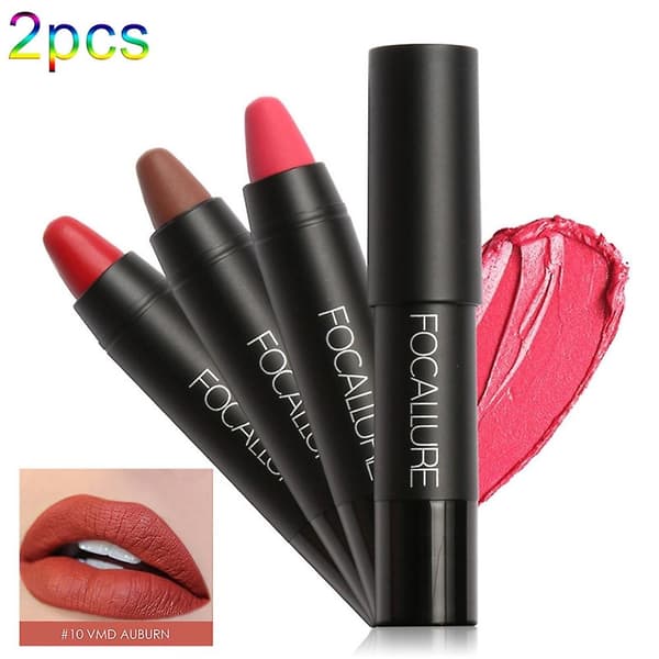 Focallure 2 stk. holdbar, ikke-klæbrig, vandfast mat lipgloss læbestift makeup 9