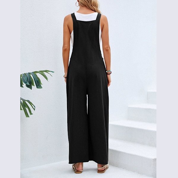 Dame ensfarvede afslappede overalls Pink M