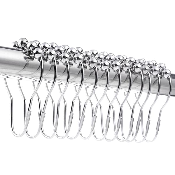 12 stk. Rustfrit Bruseforhængsringe med Glide-system, 12 Enkeltkroge, 69x39mm