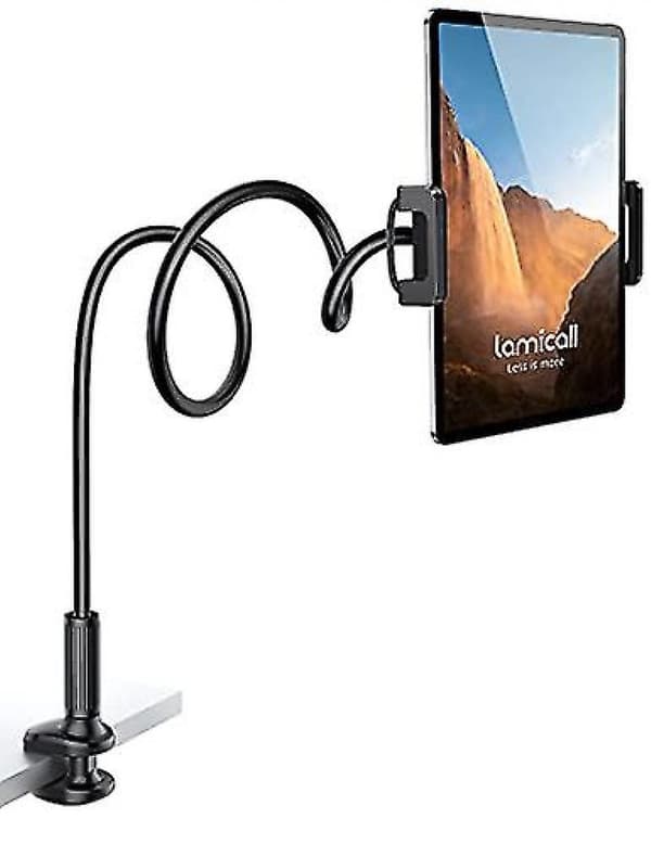 Svanehals tablet holder 360 justerbar tablet stander Fleksibel arm tablet montering klemme Kompatibel-sort