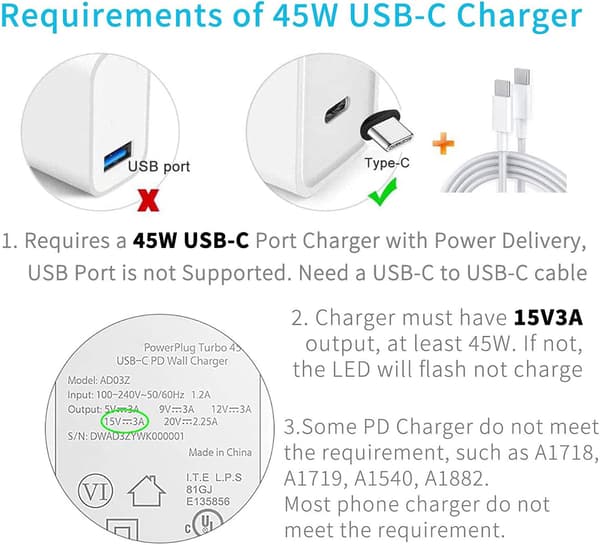 Bærbar Surface Connect til USB Type C Adapter til Surface Pro 7 6 5. generation 4 3 Laptop 15V PD Opladning