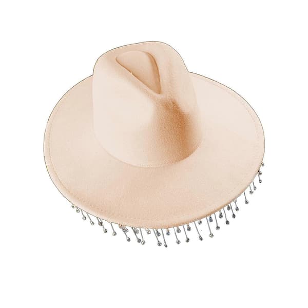 Filt Cowboy Hat Kvinder Mænd Solhat til Ferie Kostume Tøj Tilbehør beige