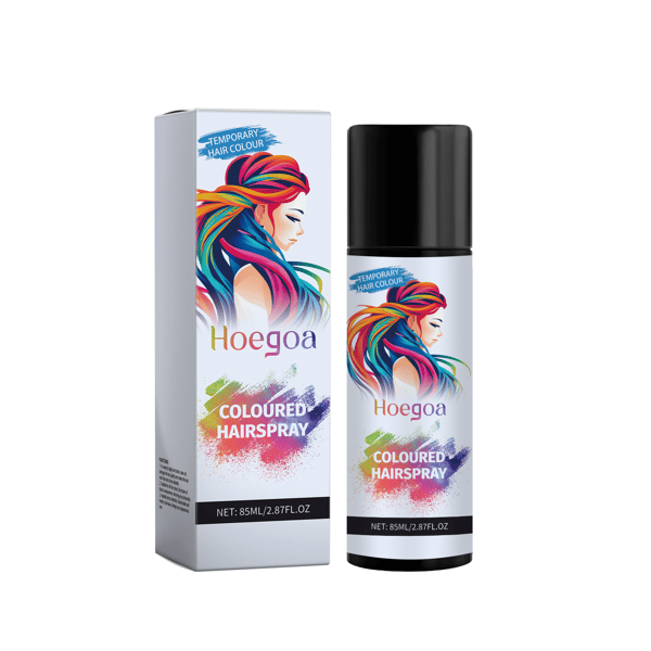 Midlertidig sort hårspray (85 ml/æske) - Nem at påføre, skånsom mod hovedbunden, engangs sort hårfarvespray.