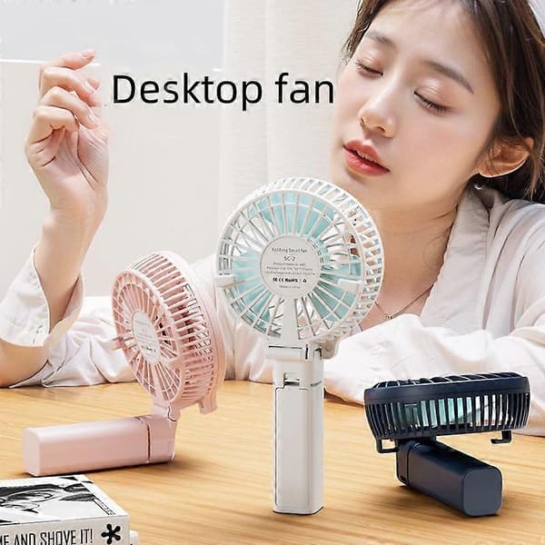 USB mini ventilator, håndholdt foldbar, stærk vindstyrke, bærbar skrivebordsventilator, genopladelig, lille mini ventilator White