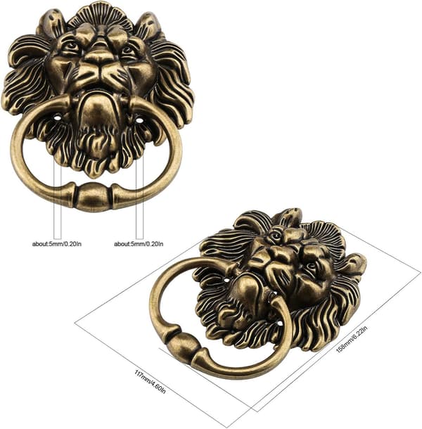 15.8cm Antikk Bronse Design Tigerhode Dørhammer Erstatning for Inngangsdør