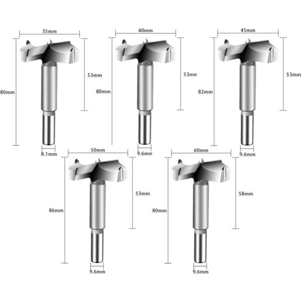 35/40/45/50/60mm Diameter Bor Bits Carbide Træfræsningsskærer Træbearbejdning Objektiv Linse Formning 5 stk