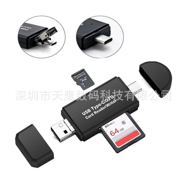 2 yhteensopivaa TYPE-C3.1 monitoimikortinlukijaa USB-C 3 in 1 TF/SD