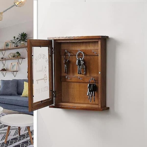 Tränyckelbox, Retro Väggmonterad Nyckelskåp Med Magnetisk Dörr
