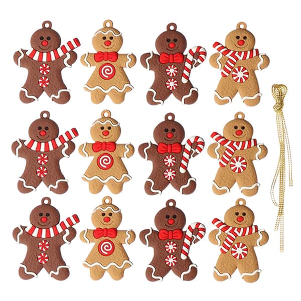 12-pakning Tradisjonelle Pepperkakemann Juletrepynt Charms