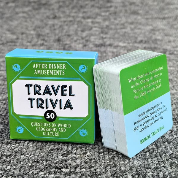 Engelsk version after dinner amusements after dinner entertainment kortspil aften spil travel trivia