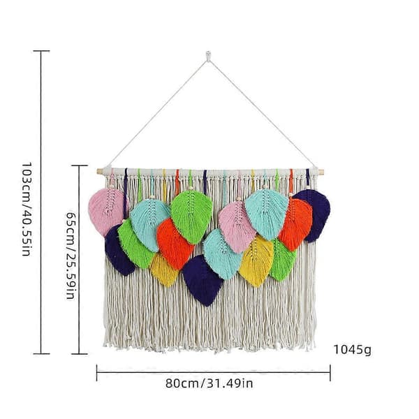 Käsinkudotut seinävaatteet lehtitaustoilla A  80*60cm
