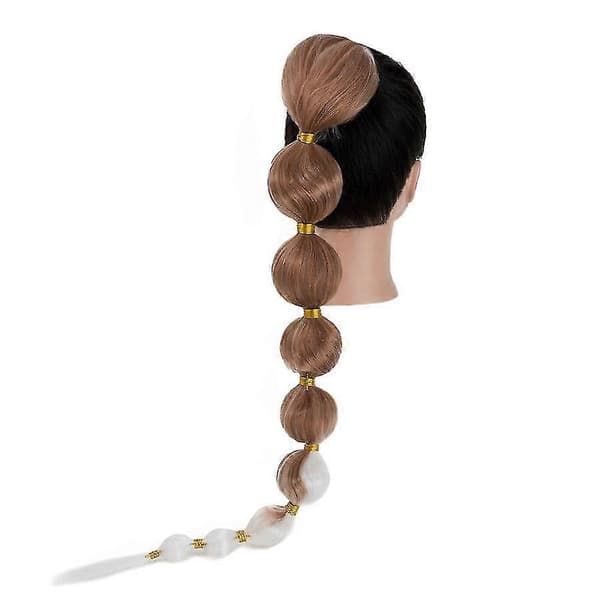 34\" lang boble-hestehale-extensions flettede hårstykker brown white