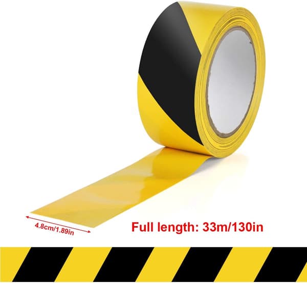 33m x 48mm Farevarselstape Gul Sort Advarselstape Barrieretape