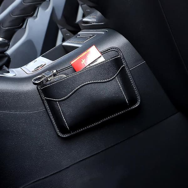 Förvaringsficka för bilinteriör Pu Läder Nycklar Mobiltelefon Sticky Bag Organizer