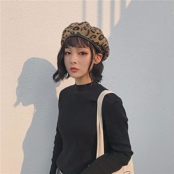 Beret Fransk Kunstner Leopard Beret Damer Kvinder Efterår Vinter Hat Justerbar