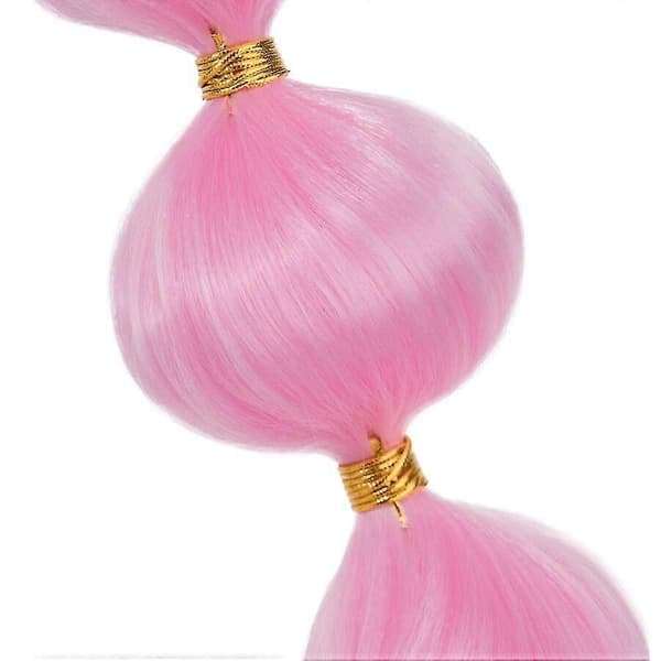 34\" lang boble-hestehale-extensions flettede hårstykker pink