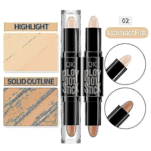 (NY) 3-pak dobbelt-sidet highlighter og contour stick makeup concealer sæt til 3D ansigtsskulptur kropsmakeup