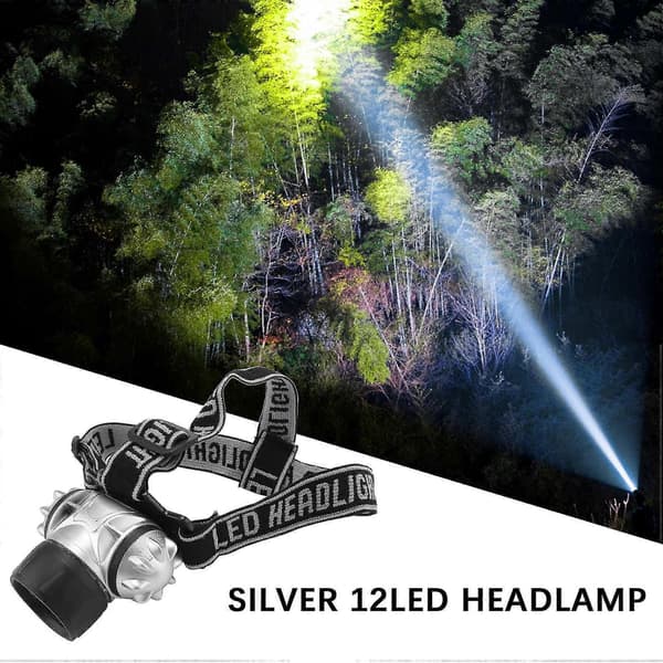(Ny) Hodelykt 12 LED Hodelykt Hodelykt Zoombar Hvit Vanntett Fiske