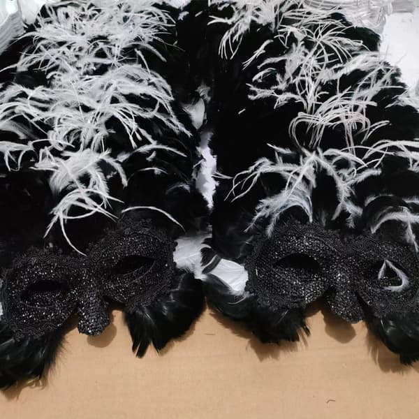 (Ny) Fjer maskerade Halloween juleforestillingsmaske