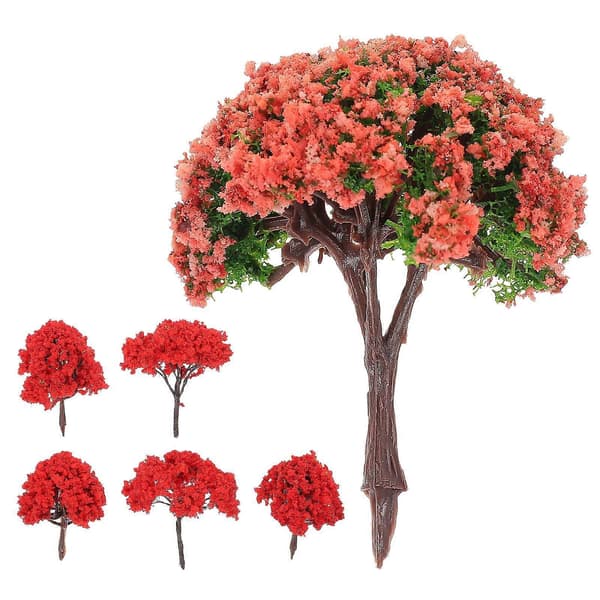 1-pack med 6 st simulerade trädväxtprydnader Miniatyr Mini Prydnadskrukor Suckulentdekor DIY Landskapsprydnad (Blandad stil)