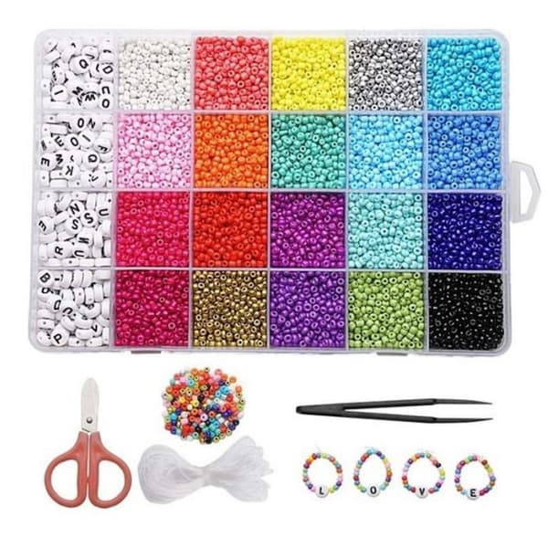20 farver 3 mm risperler glas risperler bogstavperler i æske DIY smykketilbehør