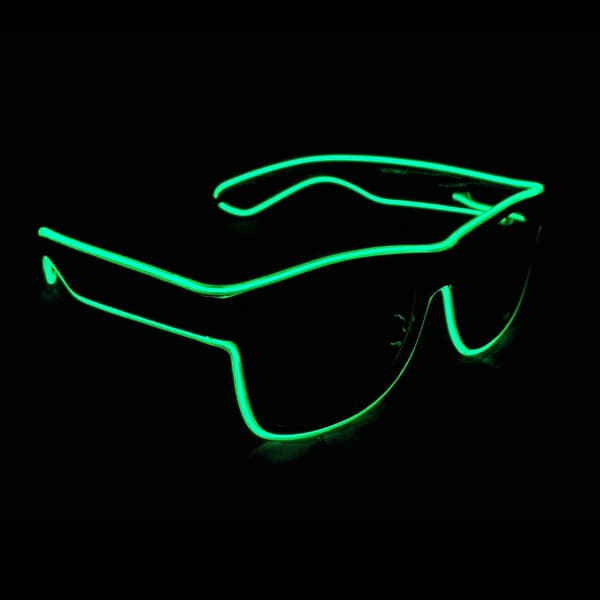 Solbriller med LED-lys, der blinker, til kostumer til fester, EDM, Halloween (Grøn)