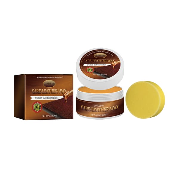 Læderplejevoks (80g flaske + 1 svamp/æske) - Hjemmebrug, sofapleje, restaurering og vedligeholdelse af lædersko og stole.