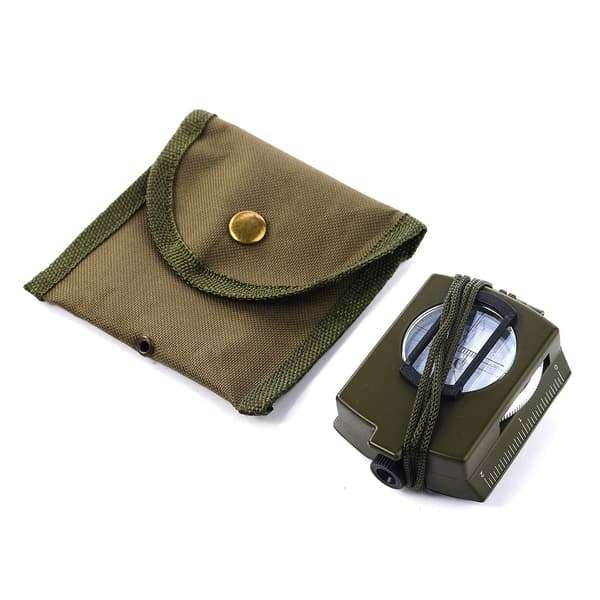 Militær marchkompas med taske til camping, vandreture, tyske instruktioner