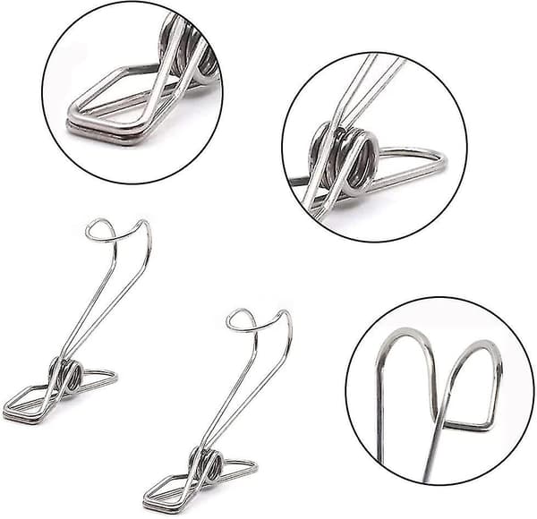 24 stk. klesklyper i rustfritt stål, metallklesklyper, klesklyper i rustfritt stål