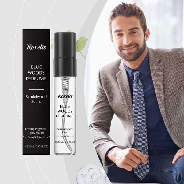 5 ml/låda Blå Träig Parfym, Långvarig Lätt Doft, Träig Marin Doft, Charmig Herrdoft, Vardags Body Cologne