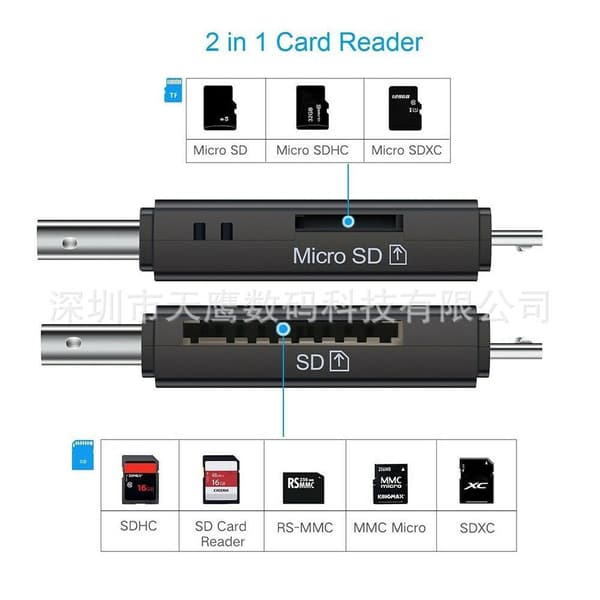 2 yhteensopivaa TYPE-C3.1 monitoimikortinlukijaa USB-C 3 in 1 TF/SD