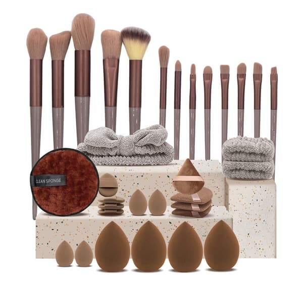33-delt lett sminkesvampesett og ansiktspuffer for foundation og concealer