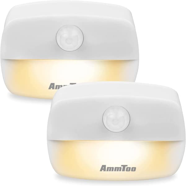 Nattlampa med Rörelsesensor, [2-pack] Varmvit Rörelsesensorlampa Batteri, Inomhus Nattlampa Garderobsbelysning