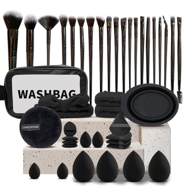 42-delt multifunktionelt makeup-svampesæt, pudderkvaster og rensepuder til ansigtsmakeup