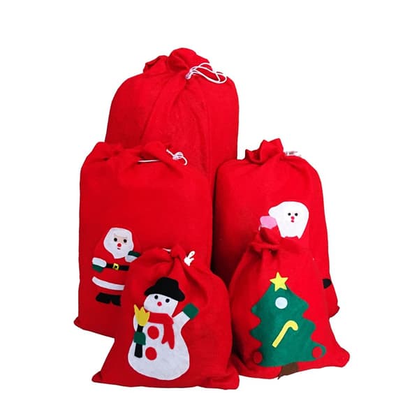 Julemand 5 XL Julepose, Rød Julemand Pose Gavepose, Julemand Gavepose - Stor 40*60cm Tilfældig Gruppe