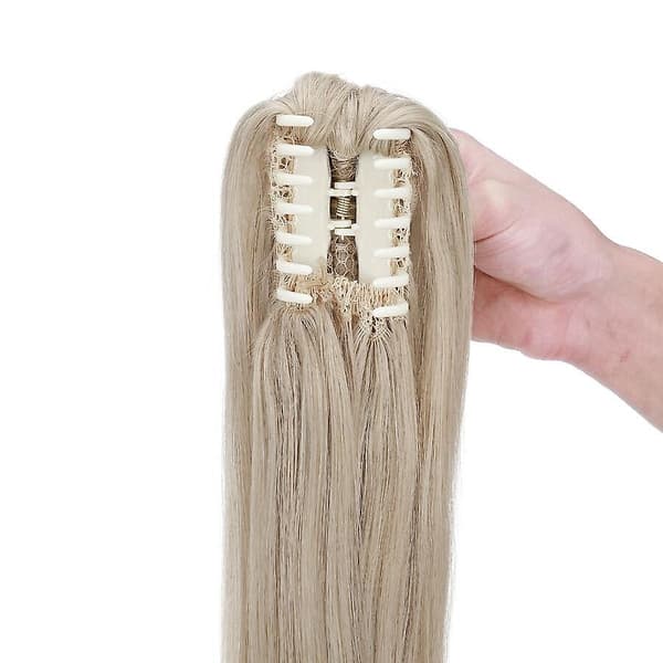 22\" lang glat hestehale-extension med klemme til kvinder blond & bleach blonde