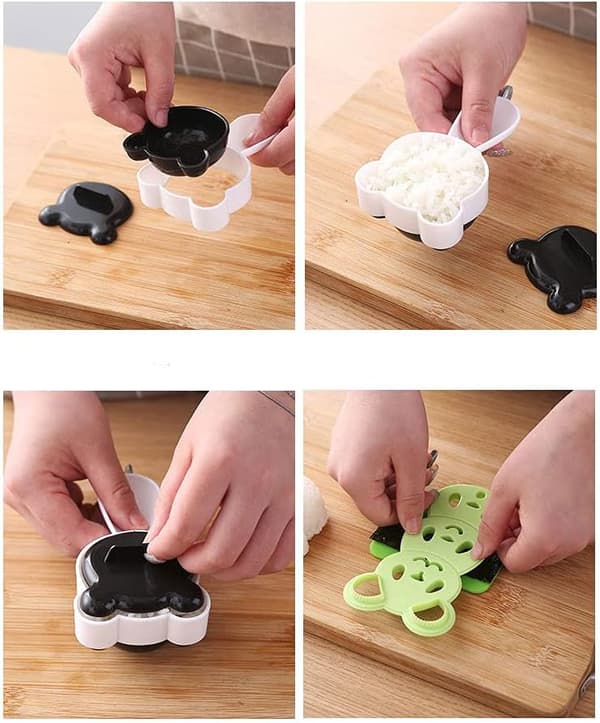 Sushi Form, 6 Dele Risbolleform, Risbolleforme, DIY Onigiri Form, til Sushirestauranter, Hjemmet, Camping osv.