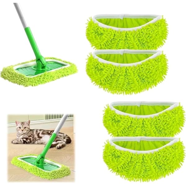 Kompatibel med Swiffer mikrofiber moppeklude til fejemoppe og dampmoppe, genanvendelig, vaskbar, 8-pak.