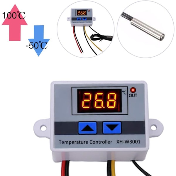 LED Digital Temperaturregulator Modul Programmerbar Køletermostat (12V 10A 120W)