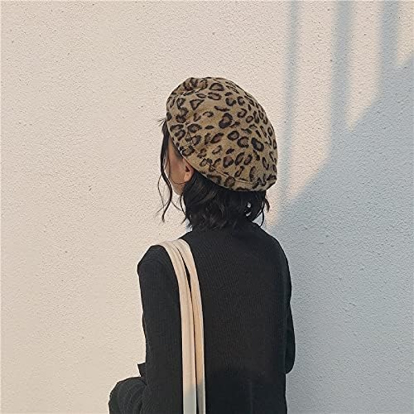 Beret Fransk Kunstner Leopard Beret Damer Kvinder Efterår Vinter Hat Justerbar