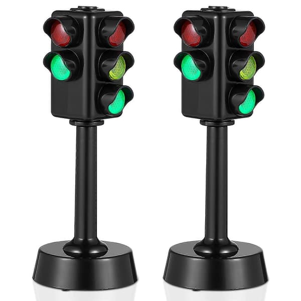 2 stk trafikklys simulering trafikklyssignaler veilykter trafikkmarkørskilt lys modellleker for barn
