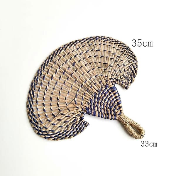Håndvævede farverige stråvifter med udhulede designs Blue 35*33cm